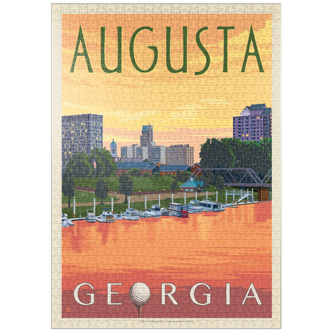 Darstellung des Puzzle Motivs Der Charme des Sonnenuntergangs am Flussufer von Augusta, Georgia puzzleplate Augusta Georgia Riverfront Sunset Charm 1000 Puzzle