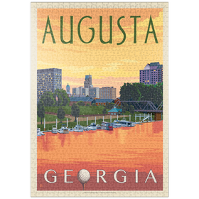 Darstellung des Puzzle Motivs Der Charme des Sonnenuntergangs am Flussufer von Augusta, Georgia - Puzzleteile: 1000
