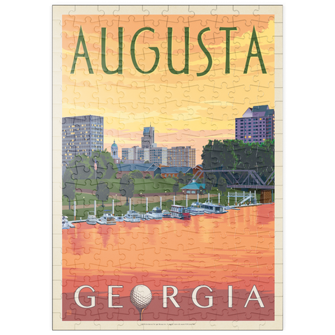 Darstellung des Puzzle Motivs Der Charme des Sonnenuntergangs am Flussufer von Augusta, Georgia puzzleplate Augusta Georgia Riverfront Sunset Charm 200 Puzzle