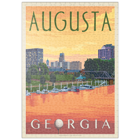 Darstellung des Puzzle Motivs Der Charme des Sonnenuntergangs am Flussufer von Augusta, Georgia puzzleplate Augusta Georgia Riverfront Sunset Charm 500 Puzzle