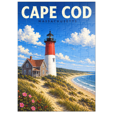 Darstellung des Puzzle Motivs puzzleplate Cape Cod – Nauset Light, Massachusetts 100 Puzzle