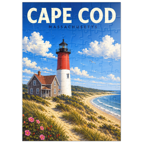 Darstellung des Puzzle Motivs Cape Cod – Nauset Light, Massachusetts puzzleplate Cape Cod – Nauset Light, Massachusetts 100 Puzzle