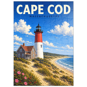 Darstellung des Puzzle Motivs Cape Cod – Nauset Light, Massachusetts - Puzzleteile: 100