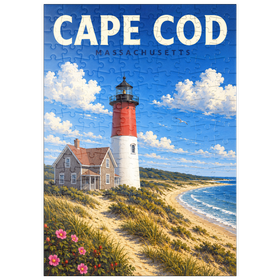 Darstellung des Puzzle Motivs Cape Cod – Nauset Light, Massachusetts - Puzzleteile: 200