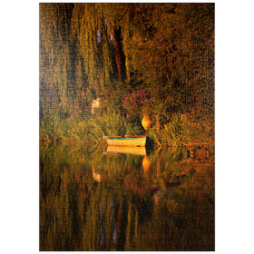 Darstellung des Puzzle Motivs Ruderboot im Abendlicht - Puzzleteile: 1000