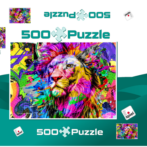 Fantastic lion 500 Puzzle Schachtel 3D Modell