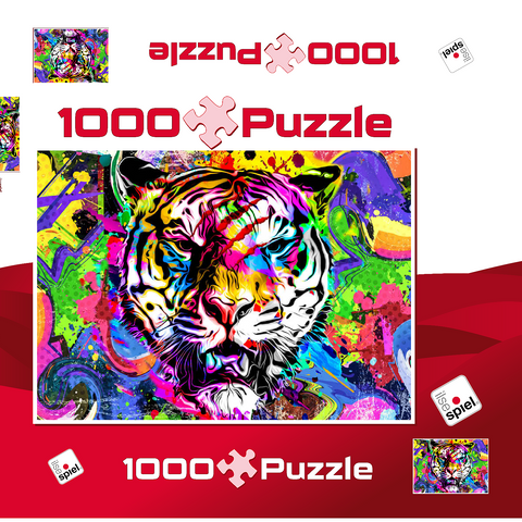 Fantastic tiger 1000 Puzzle Schachtel 3D Modell