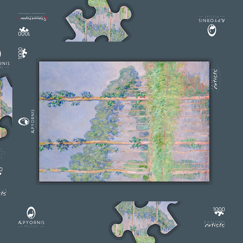 Claude Monet's Poplars, Pink Effect (1891) 1000 Puzzle Schachtel 3D Modell