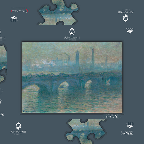 Waterloo Bridge, Gray Weather (1900) by Claude Monet 1000 Puzzle Schachtel 3D Modell