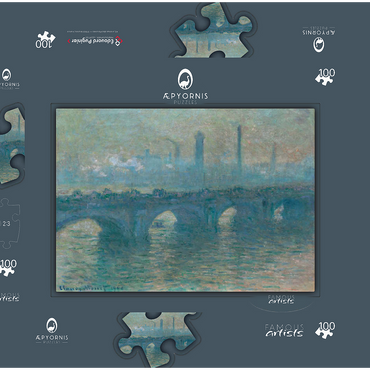 Waterloo Bridge, Gray Weather (1900) by Claude Monet 100 Puzzle Schachtel 3D Modell