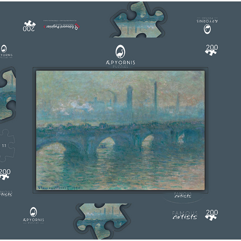 Waterloo Bridge, Gray Weather (1900) by Claude Monet 200 Puzzle Schachtel 3D Modell