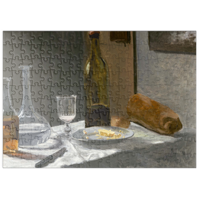 Darstellung des Puzzle Motivs Still Life with Bottle, Carafe, Bread, and Wine (1862-1863) by Claude Monet - Puzzleteile: 200