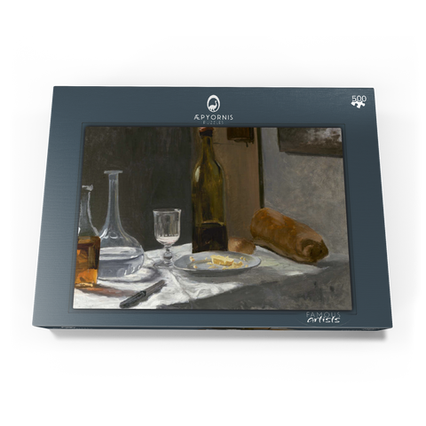 Still Life with Bottle, Carafe, Bread, and Wine (1862 –1863) by Claude Monet 500 Puzzle Schachtel Ansicht3