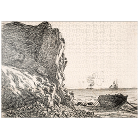 Darstellung des Puzzle-Motivs Cliffs and Sea, Sainte-Adresse (1864) by Claude Monet – Puzzleteile: 1000