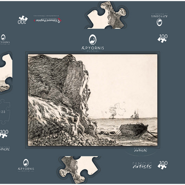 Cliffs and Sea, Sainte-Adresse (1864) by Claude Monet 100 Puzzle Schachtel 3D Modell
