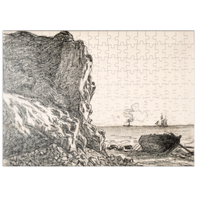 Darstellung des Puzzle-Motivs Cliffs and Sea, Sainte-Adresse (1864) by Claude Monet – Puzzleteile: 200