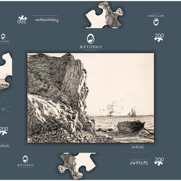 Cliffs and Sea, Sainte-Adresse (1864) by Claude Monet 200 Puzzle Schachtel 3D Modell