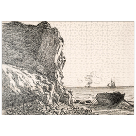 Darstellung des Puzzle-Motivs Cliffs and Sea, Sainte-Adresse (1864) by Claude Monet – Puzzleteile: 500