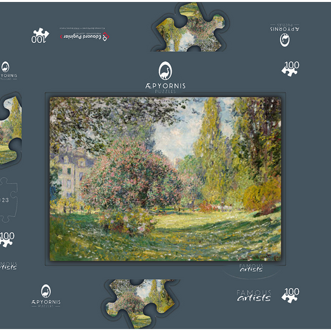 Landscape: The Parc Monceau (1876) by Claude Monet 100 Puzzle Schachtel 3D Modell
