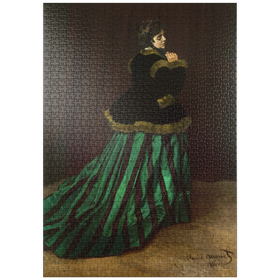 Darstellung des Puzzle Motivs Claude Monet's Camille (The Woman in the Green Dress) (1866) - Puzzleteile: 1000