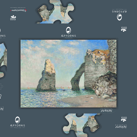 Claude Monet's The Cliffs at Étretat (1885) 500 Puzzle Schachtel 3D Modell