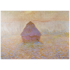 Darstellung des Puzzle-Motivs Claude Monet's Grainstack, Sun in the Mist (1891) – Puzzleteile: 1000