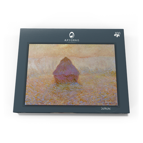 Claude Monet's Grainstack, Sun in the Mist (1891) 100 Puzzle Schachtel Ansicht3