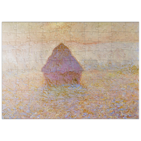 Darstellung des Puzzle Motivs Claude Monet's Grainstack, Sun in the Mist (1891) - Puzzleteile: 100