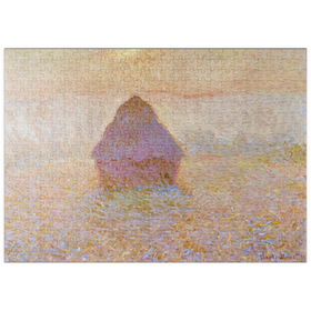 Darstellung des Puzzle-Motivs Claude Monet's Grainstack, Sun in the Mist (1891) – Puzzleteile: 500