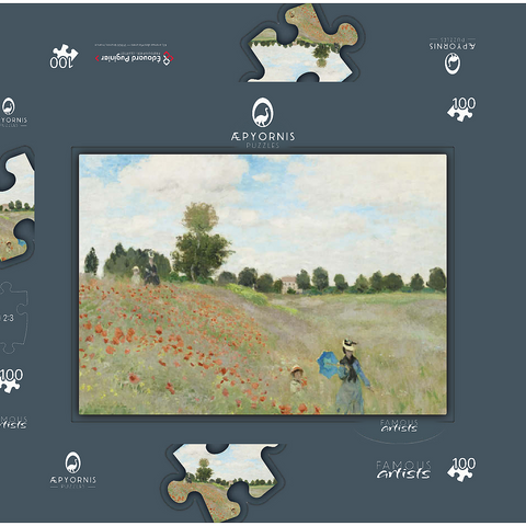 Claude Monet's The Poppy Field near Argenteuil (1873) 100 Puzzle Schachtel 3D Modell