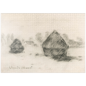 Darstellung des Puzzle Motivs Stacks of Wheat by Claude Monet - Puzzleteile: 1000
