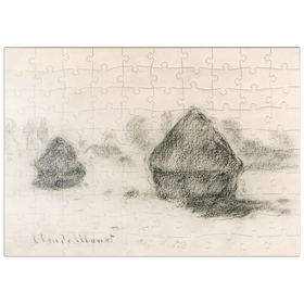 Darstellung des Puzzle Motivs Stacks of Wheat by Claude Monet - Puzzleteile: 100