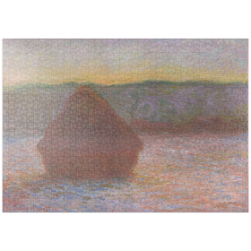 Darstellung des Puzzle-Motivs Haystacks, Thaw, Sunset (18901891) by Claude Monet – Puzzleteile: 1000