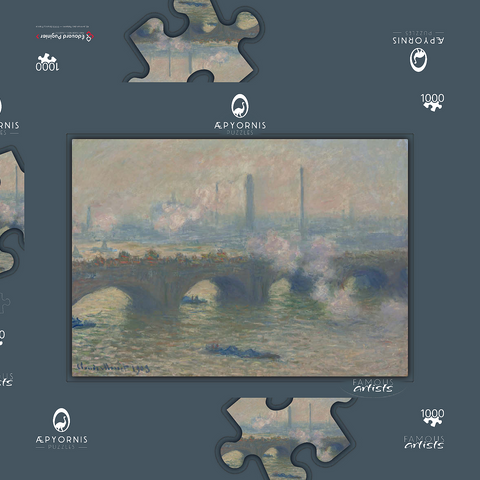 Waterloo Bridge, Gray Day (1903) by Claude Monet 1000 Puzzle Schachtel 3D Modell