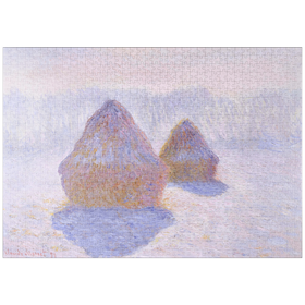 Darstellung des Puzzle Motivs Haystacks (Effect of Snow and Sun) (1891) by Claude Monet - Puzzleteile: 1000