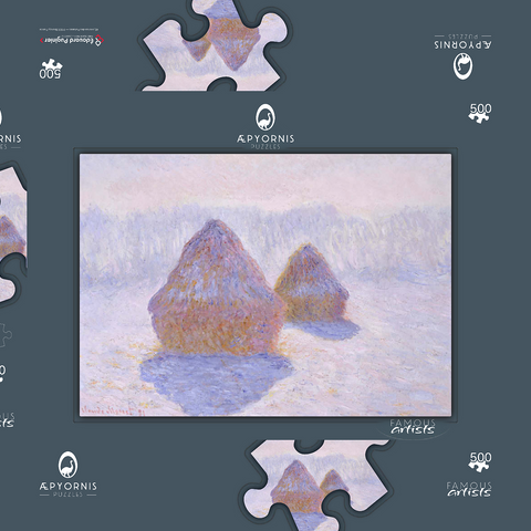 Haystacks (Effect of Snow and Sun) (1891) by Claude Monet 500 Puzzle Schachtel 3D Modell