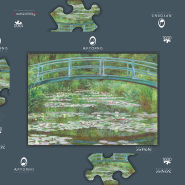 The Japanese Footbridge (1899) by Claude Monet 1000 Puzzle Schachtel 3D Modell