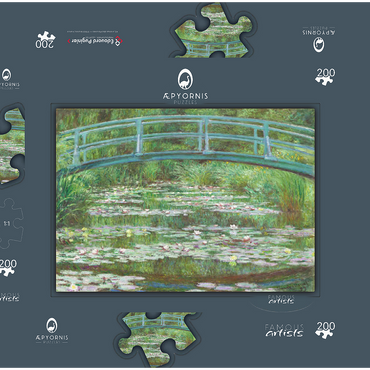 The Japanese Footbridge (1899) by Claude Monet 200 Puzzle Schachtel 3D Modell