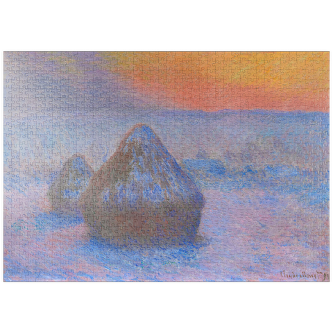 puzzleplate Stacks of Wheat, Sunset, Snow Effect (1890–1891) by Claude Monet 1000 Puzzle