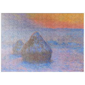 Darstellung des Puzzle-Motivs Stacks of Wheat, Sunset, Snow Effect (1890-1891) by Claude Monet – Puzzleteile: 200