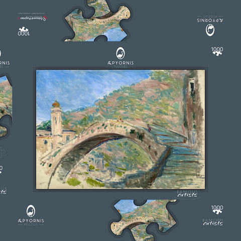 Claude Monet's Bridge at Dolceacqua (1884) 1000 Puzzle Schachtel 3D Modell