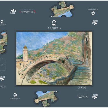 Claude Monet's Bridge at Dolceacqua (1884) 100 Puzzle Schachtel 3D Modell