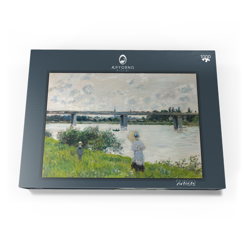Claude Monet's The Promenade with the Railroad Bridge, Argenteuil (1874) 1000 Puzzle Schachtel Ansicht3