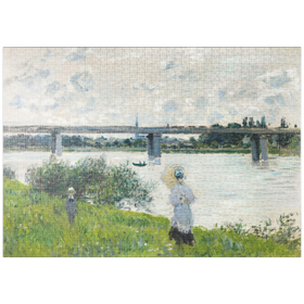 Darstellung des Puzzle-Motivs Claude Monet's The Promenade with the Railroad Bridge, Argenteuil (1874) – Puzzleteile: 1000