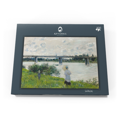 Claude Monet's The Promenade with the Railroad Bridge, Argenteuil (1874) 100 Puzzle Schachtel Ansicht3