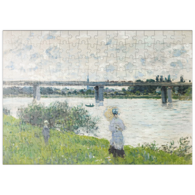Darstellung des Puzzle-Motivs Claude Monet's The Promenade with the Railroad Bridge, Argenteuil (1874) – Puzzleteile: 200
