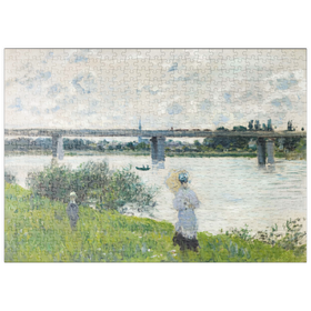 Darstellung des Puzzle Motivs Claude Monet's The Promenade with the Railroad Bridge, Argenteuil (1874) - Puzzleteile: 500