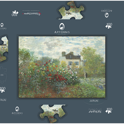 The Artist's Garden in Argenteuil, A Corner of the Garden with Dahlias (1873) by Claude Monet 100 Puzzle Schachtel 3D Modell