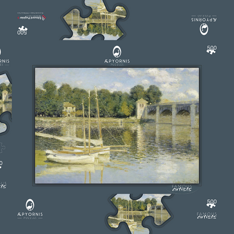 Claude Monet's The Argenteuil Bridge (1874) 500 Puzzle Schachtel 3D Modell