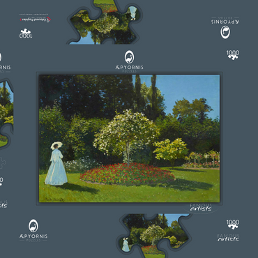 Claude Monet's Lady in the garden (1867) 1000 Puzzle Schachtel 3D Modell